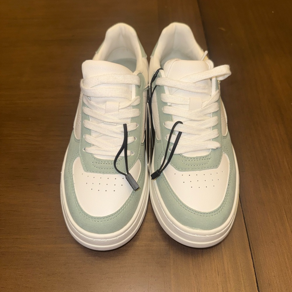 Zara White and Mint Green Kids Sneakers